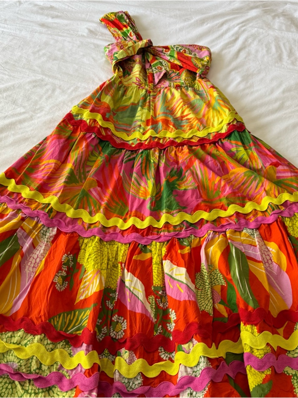 Farm Rio Mixed Prints One-Shoulder Dress Size XS - Picture 3 of 13